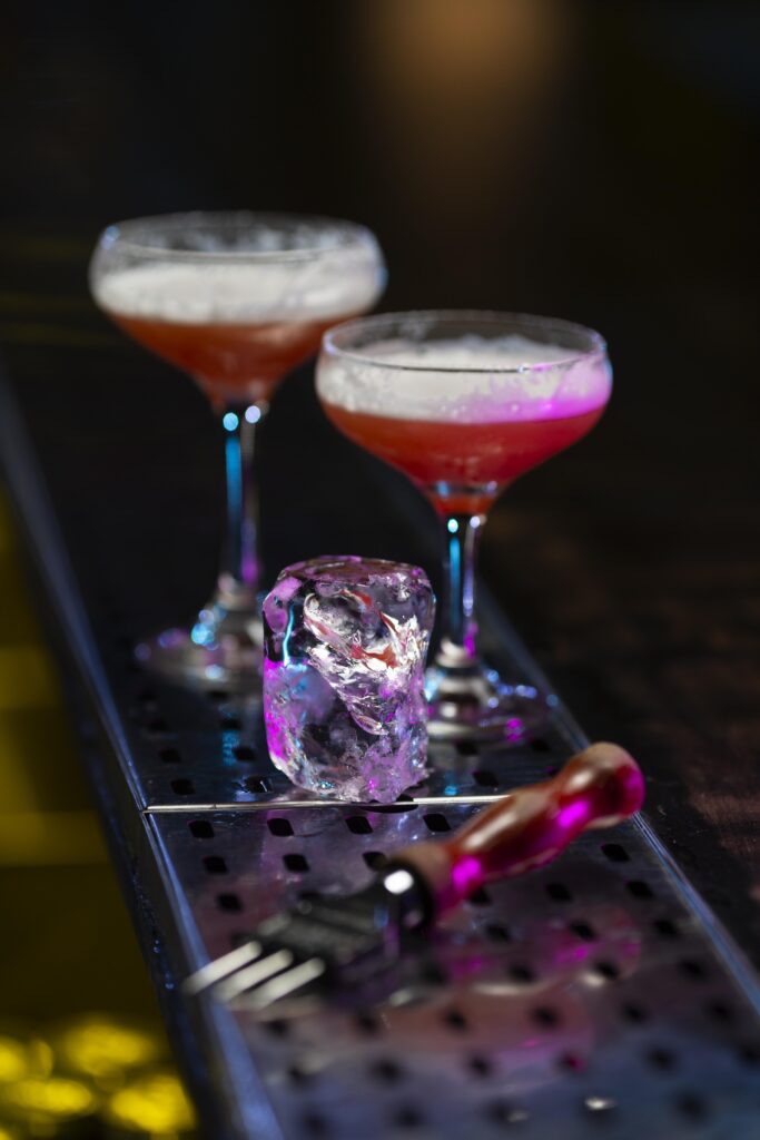 composition delicious red cocktails